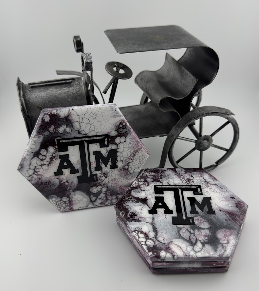 Texas A&M Hexagon Resin Coasters