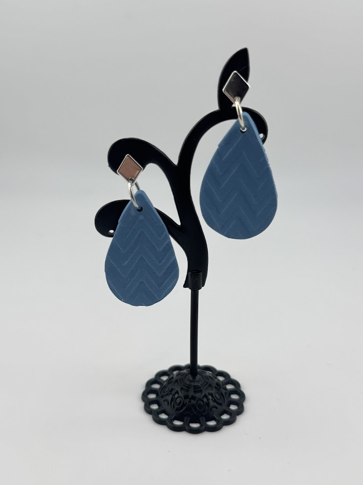Blue Geometric Teardrop Earrings