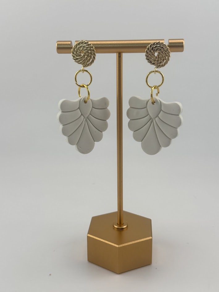 White Leaf-Shaped Dangle Earrings
