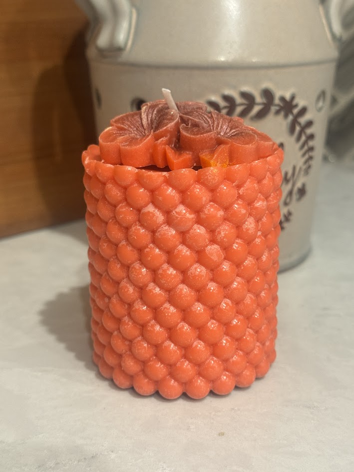 Handmade Textured Orange Candle