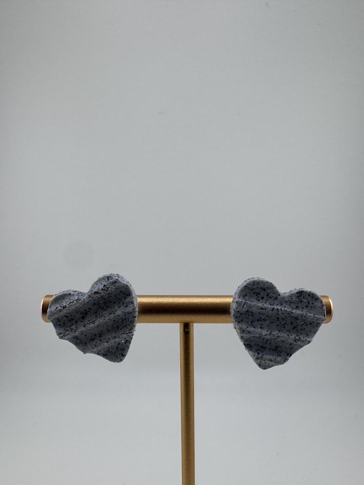 Gray Heart-Shaped Earrings