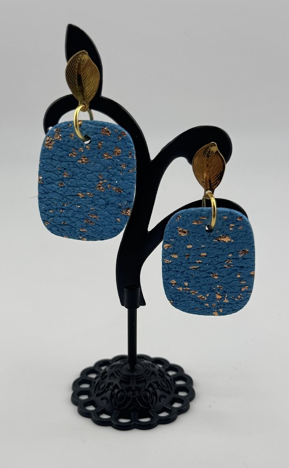Blue and Gold Statement Earrings