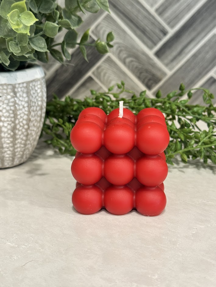 Red Bubble Cube Candle