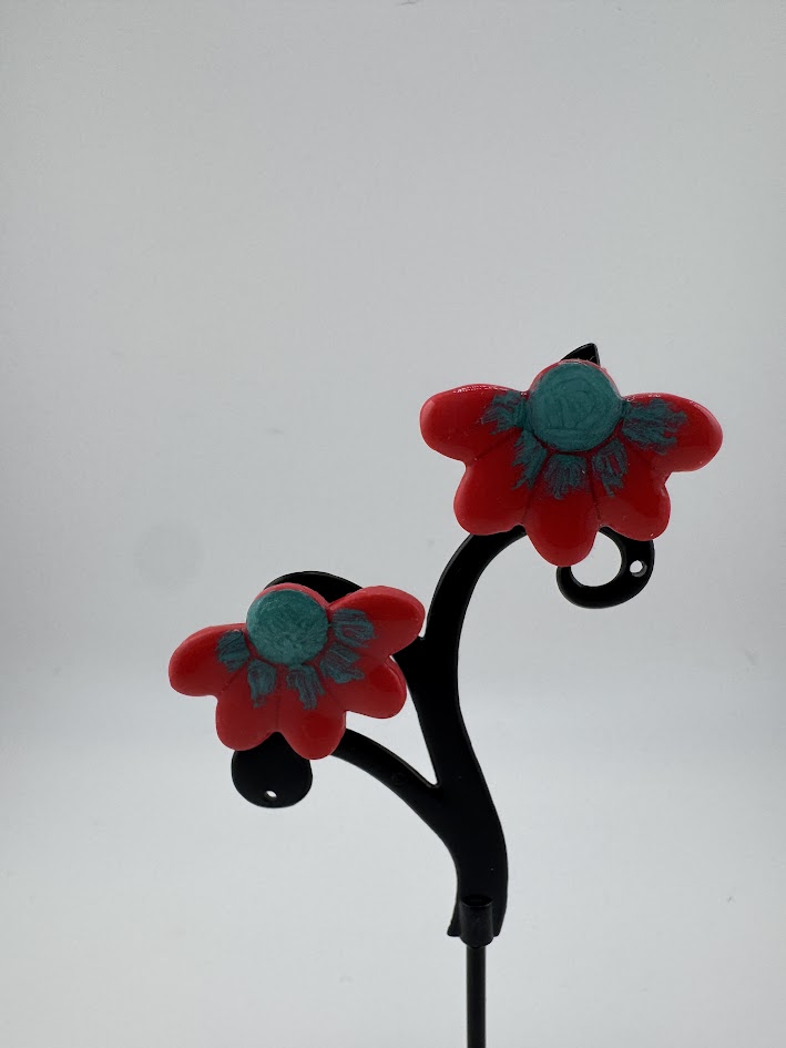 Red Floral Earrings