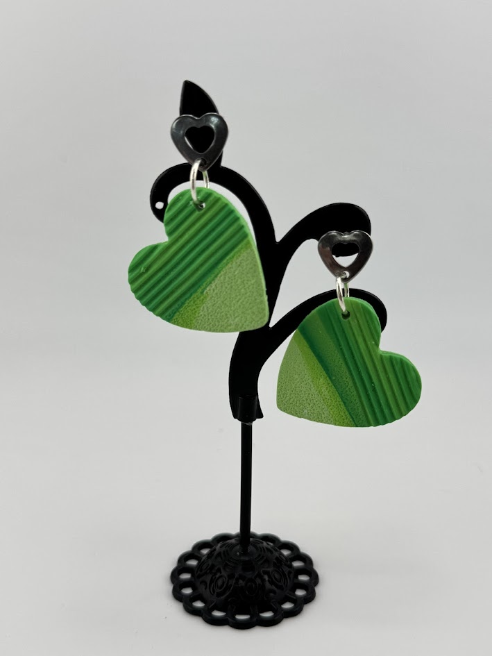 Green Heart Earrings