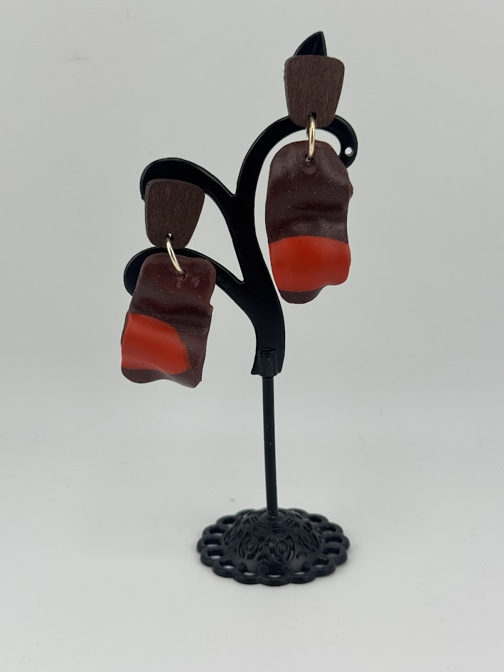 Handmade Brown and Red Earrings
