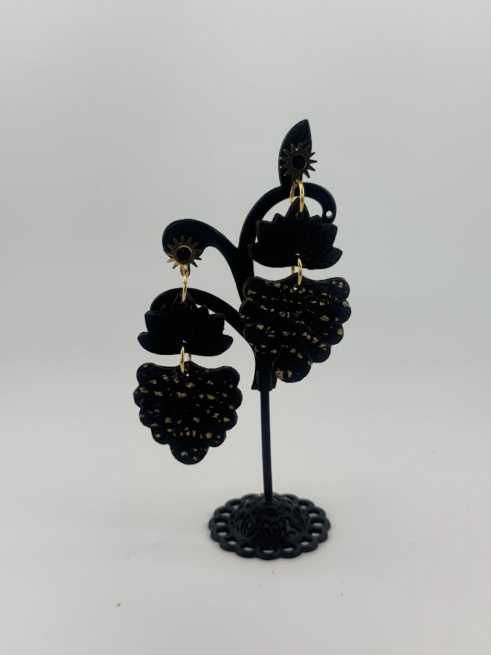 Black Grape Cluster Earrings