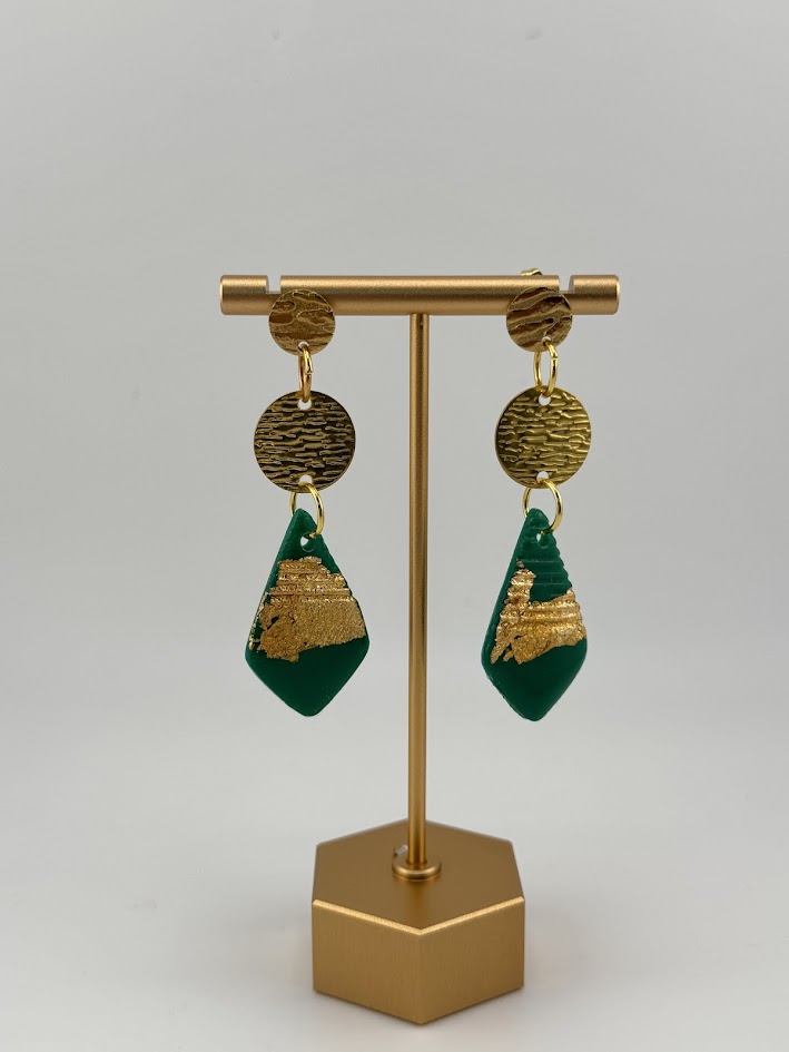Emerald Green Gold-Accented Earrings