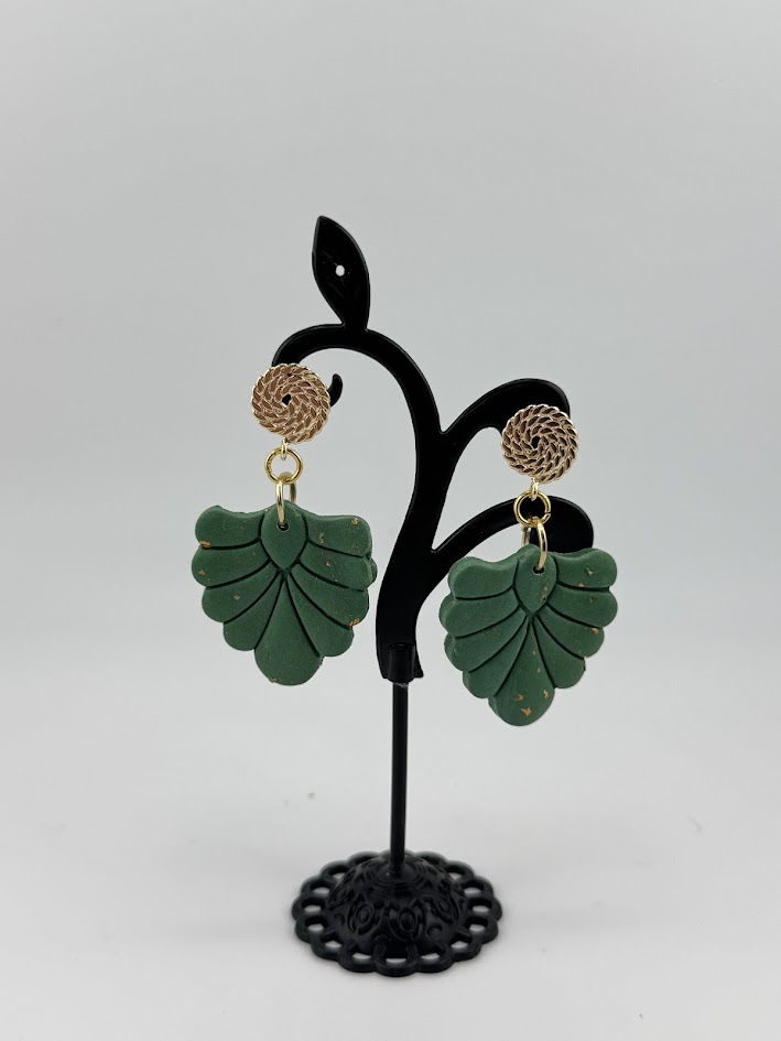 Handmade Green Leaf Earrings