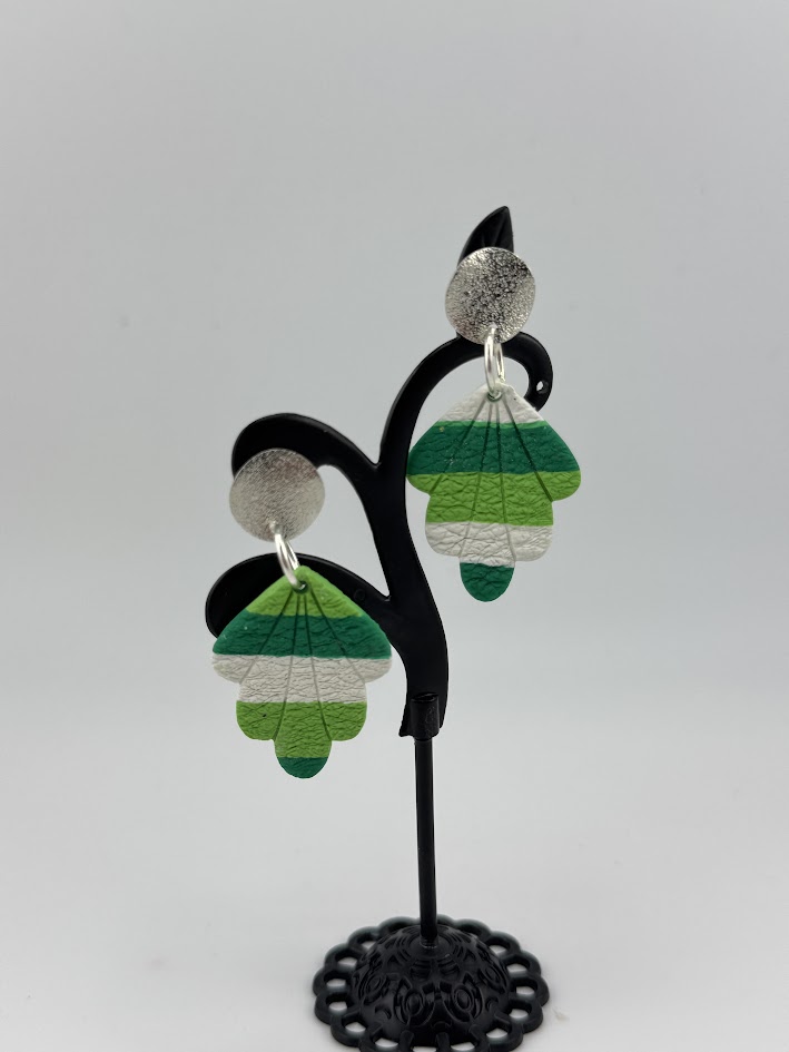 Green Layered Drop Earrings