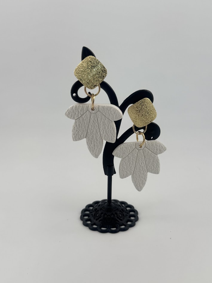 White Leaf Earrings