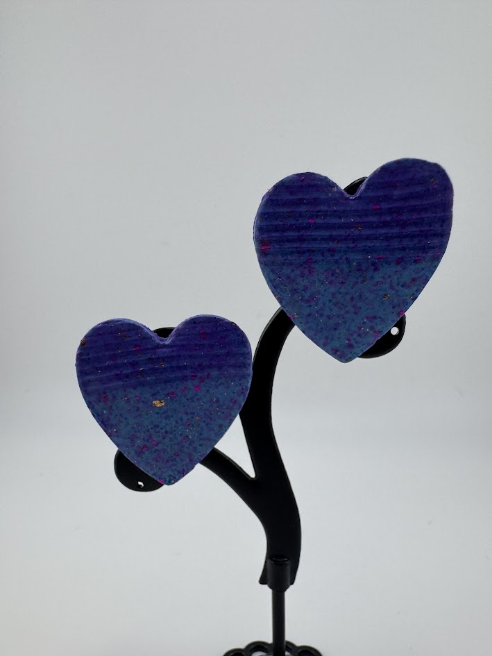 Handcrafted Purple Heart Earrings
