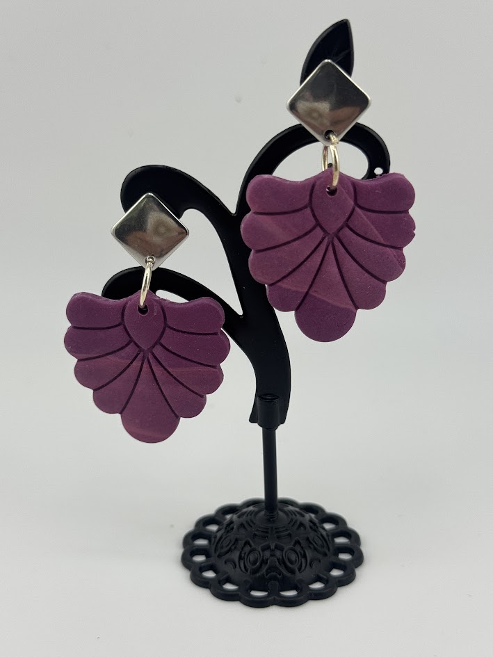 Purple Leaf-Shaped Earrings