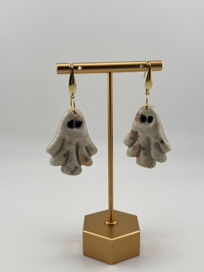 Handmade Floral Ghost Earrings