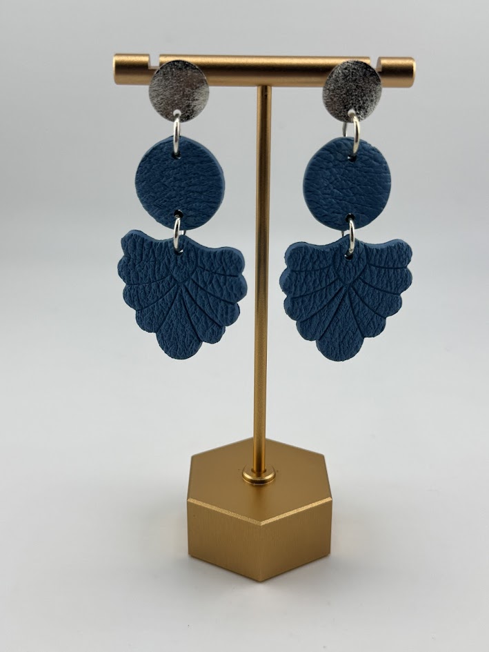 Blue Leaf Statement Earrings
