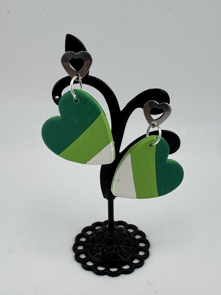 Green Heart-Shaped Earrings