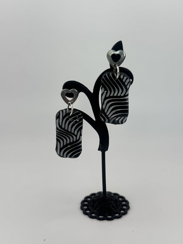 Black and White Geometric Earrings