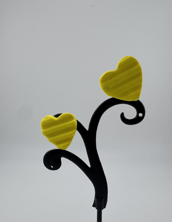 Yellow Heart Stud Earrings