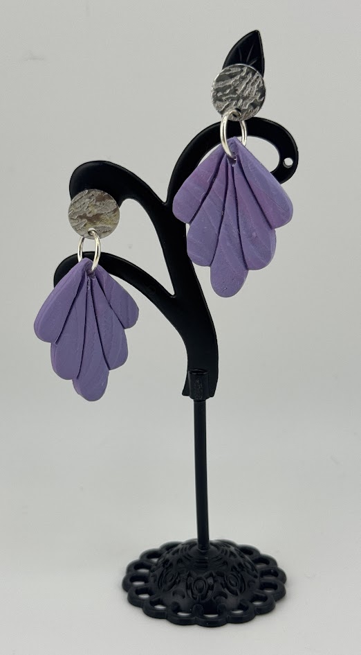 Handmade Purple Petal Earrings