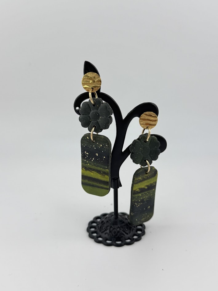 Handmade Green Dangle Earrings