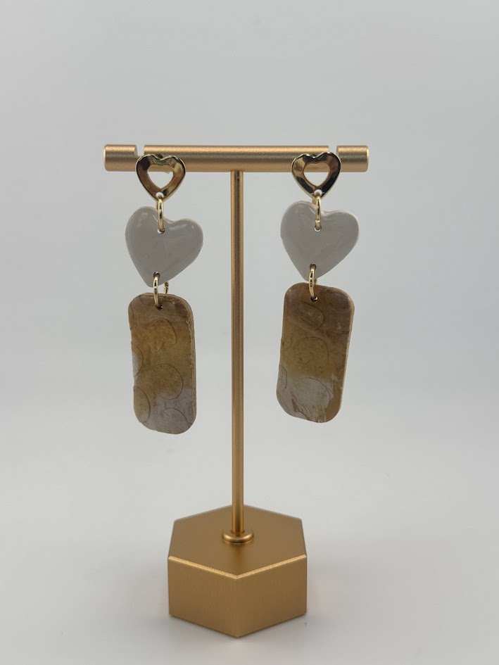 Handmade Heart and Rectangle Dangle Earrings