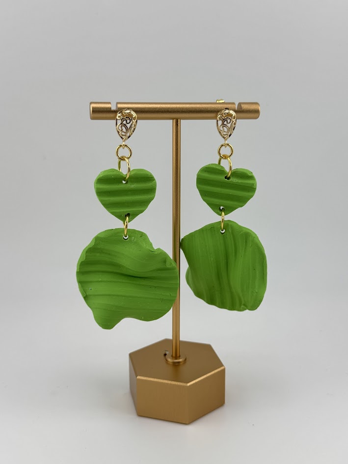 Green Handmade Polymer Clay Earrings