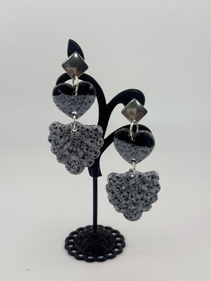 Handcrafted Speckled Leaf Earrings