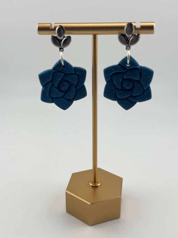 Blue Floral Dangle Earrings
