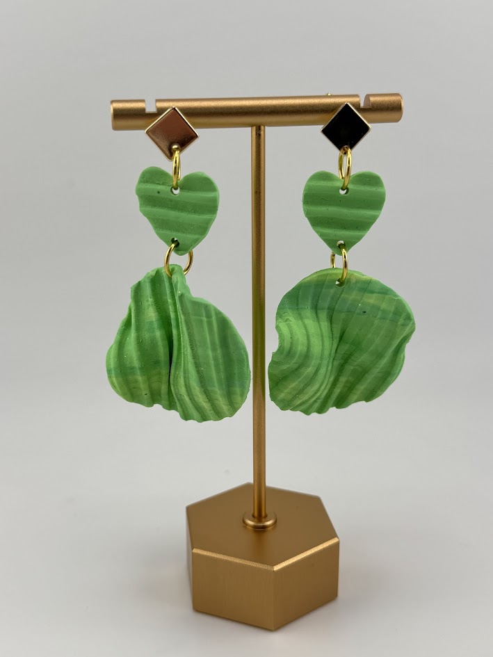 Green Artisanal Statement Earrings