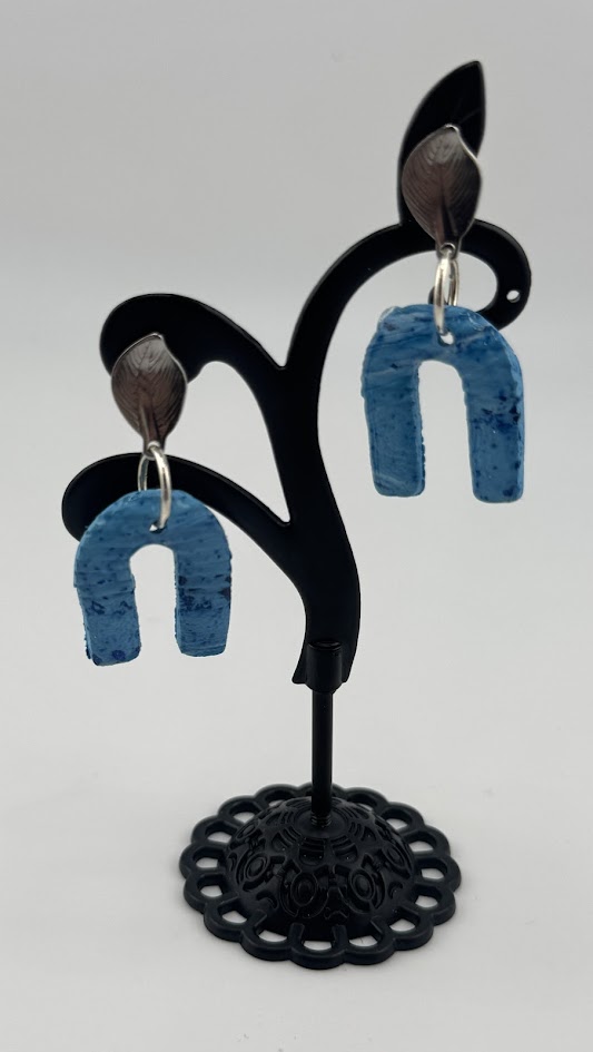 Handmade Blue Horeshoe Earrings
