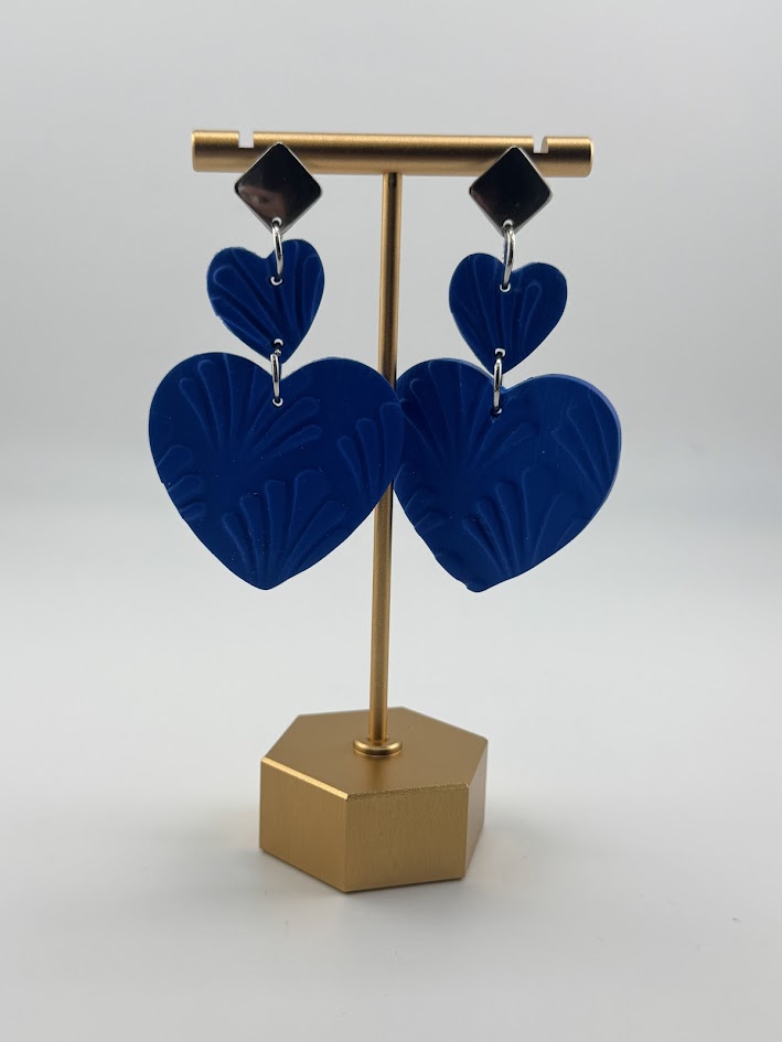 Blue Heart Statement Earrings
