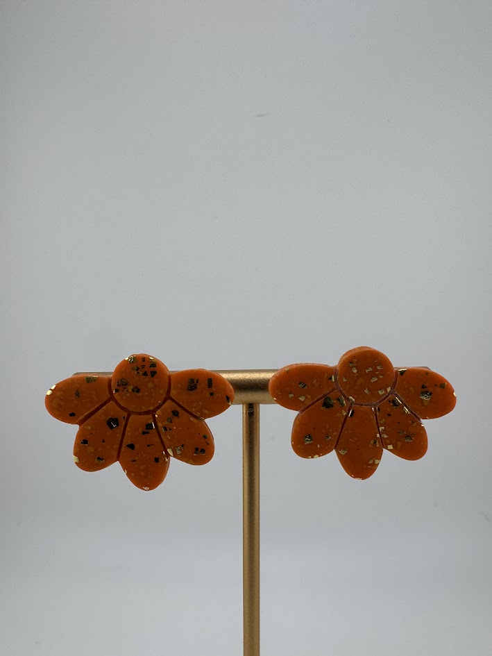 Orange Flower-Shaped Earrings