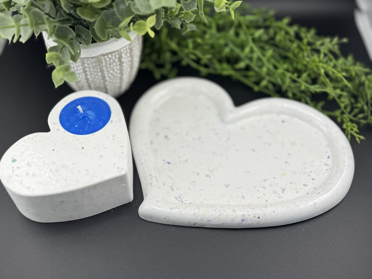 Heart-Shaped Candle and Tray Set