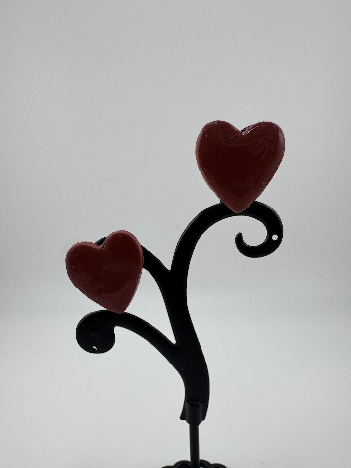 Heart-shaped Maroon Earrings