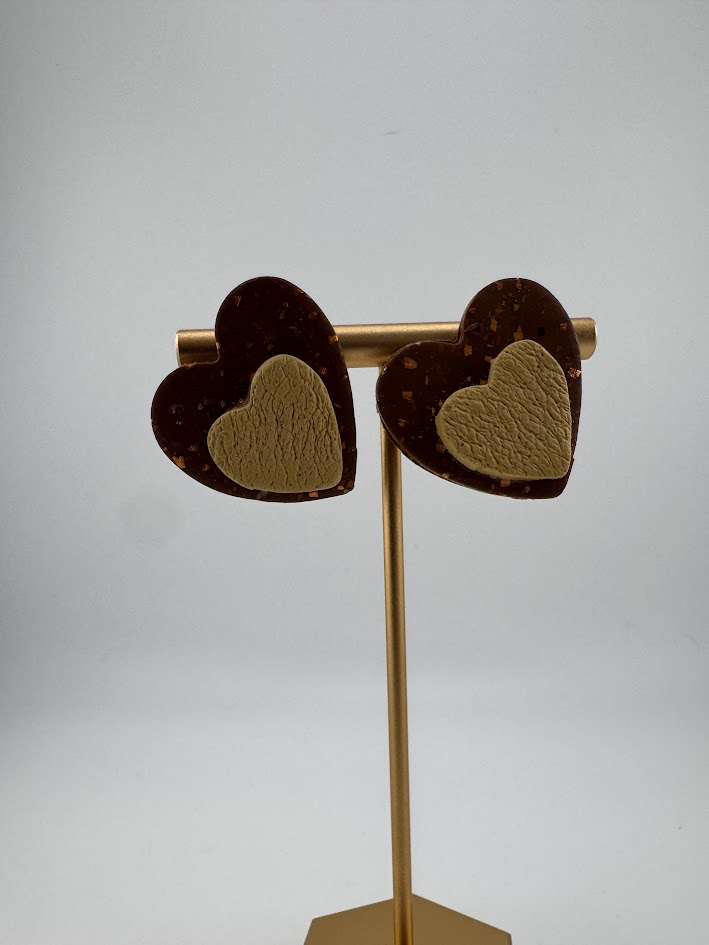 Heart-Shaped Leather Look Earrings
