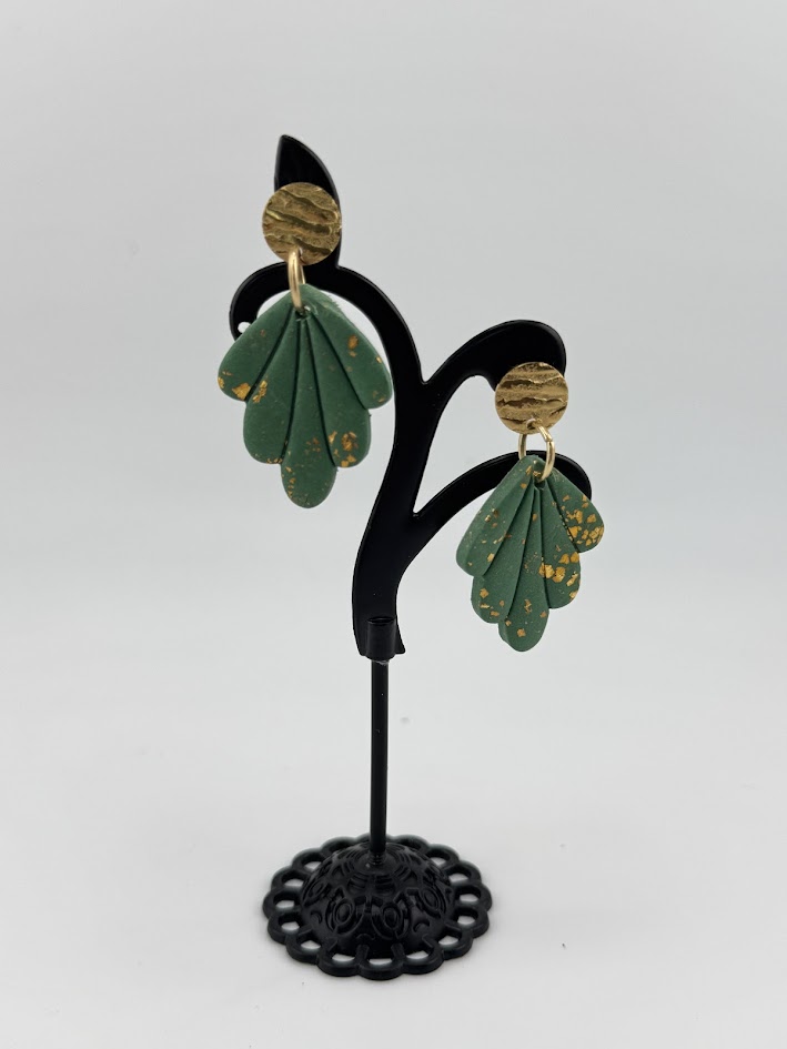 Handcrafted Green Leaf Earrings