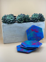 Handmade Abstract Hexagon Coasters