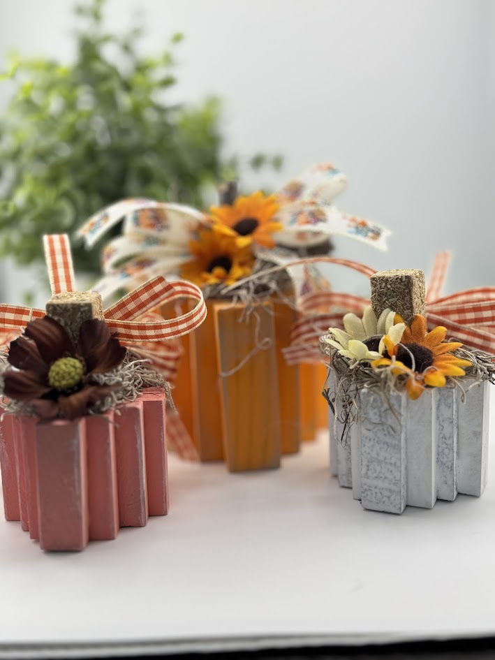 Handcrafted Wooden Pumpkin Decor Set