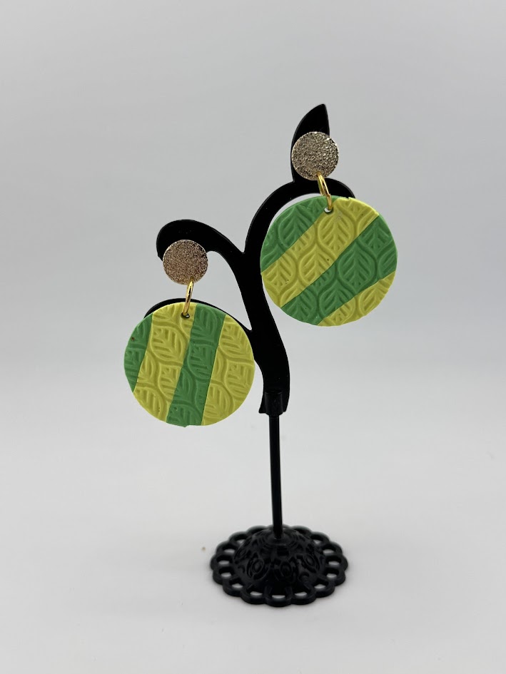 Green and Yellow Statement Earrings