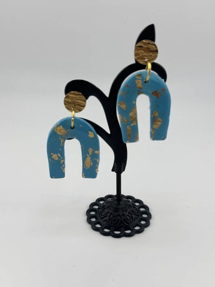 Blue Arch Drop Earrings