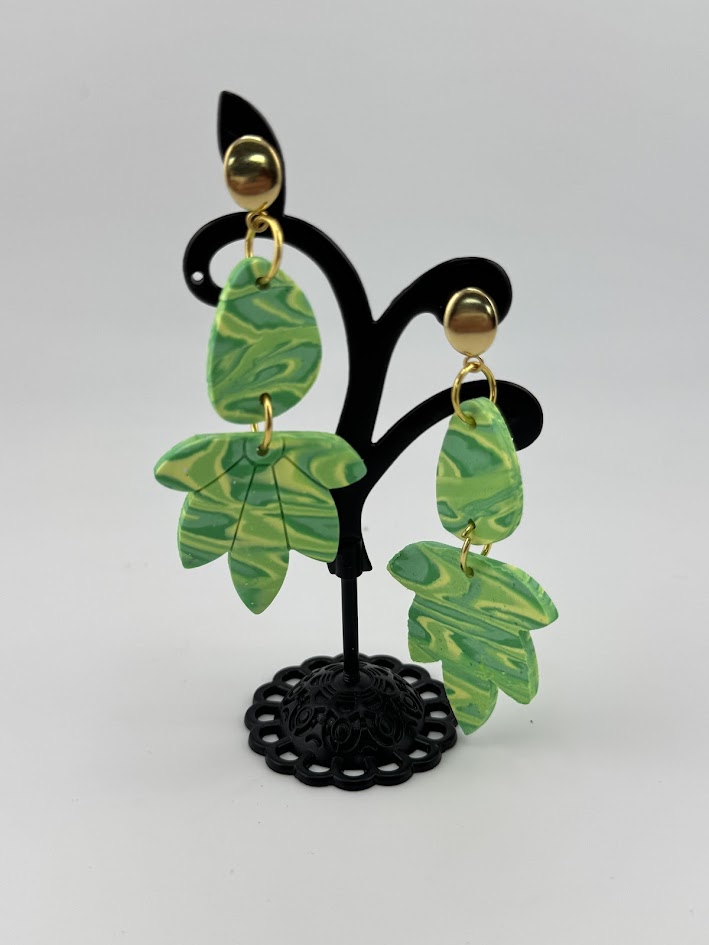 Green Leaf Dangle Earrings