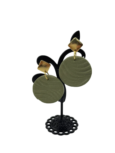 Green Circle Statement Earrings