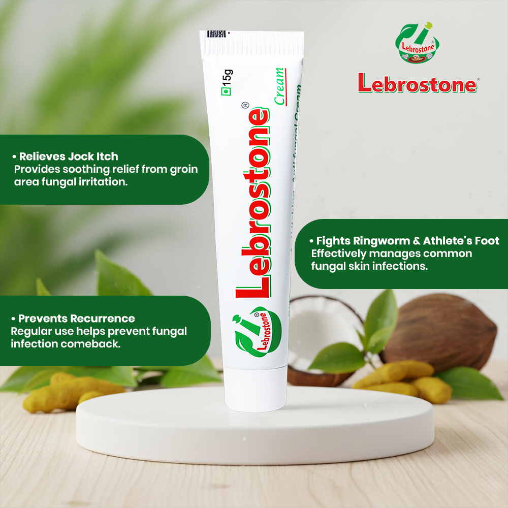 Lebrostone Ayurvedic Antifungal Cream | Herbal Ringworm, Itching & Fungal Infection Treatment | Tea Tree Oil & Turmeric | Fast Relief Skin Care - 15g