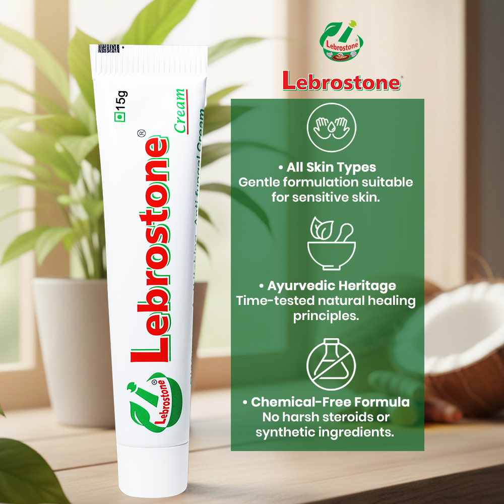 Lebrostone Ayurvedic Antifungal Cream | Herbal Ringworm, Itching & Fungal Infection Treatment | Tea Tree Oil & Turmeric | Fast Relief Skin Care - 15g