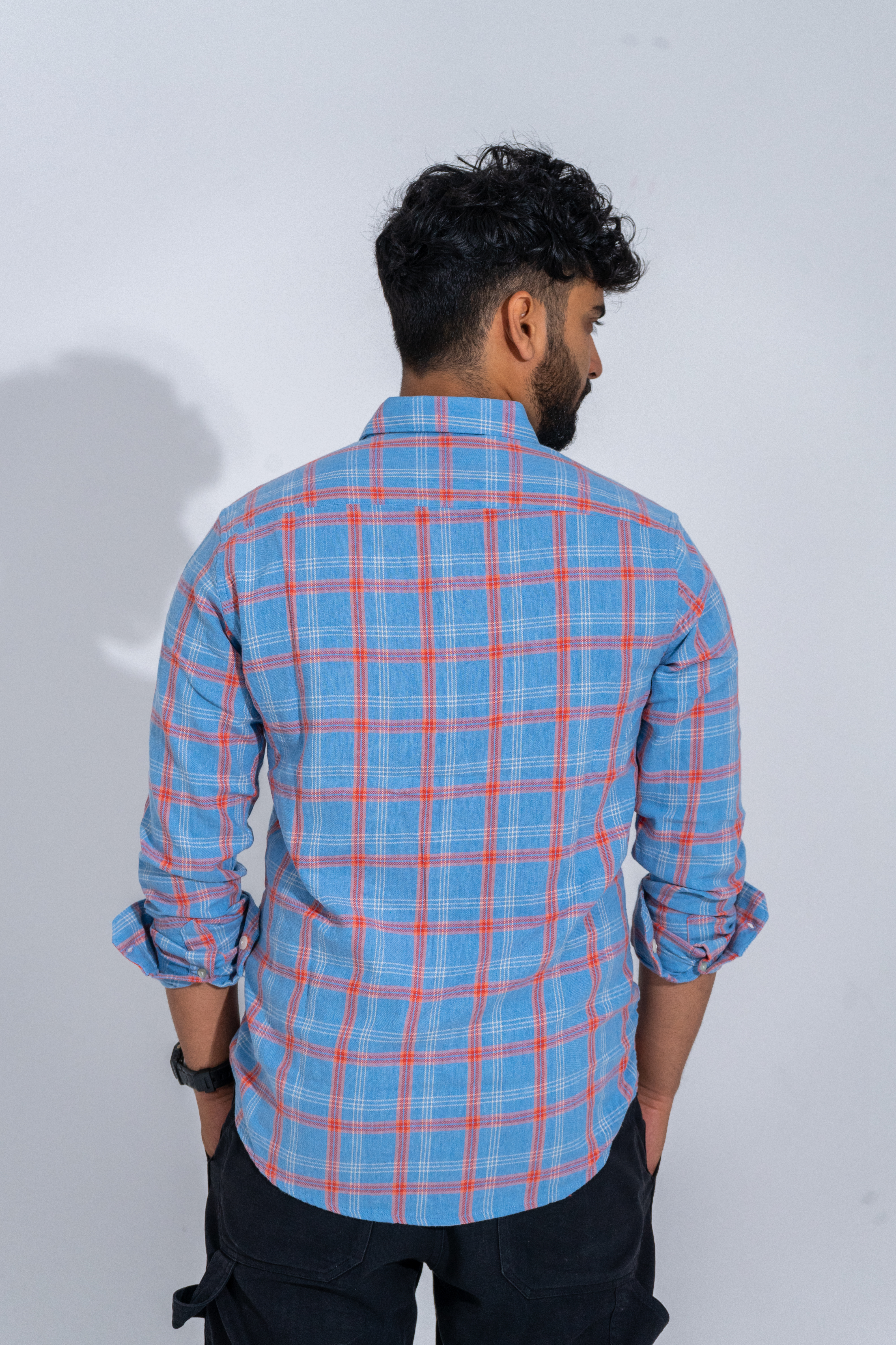 Sky Rust Casual Checkered Shirt