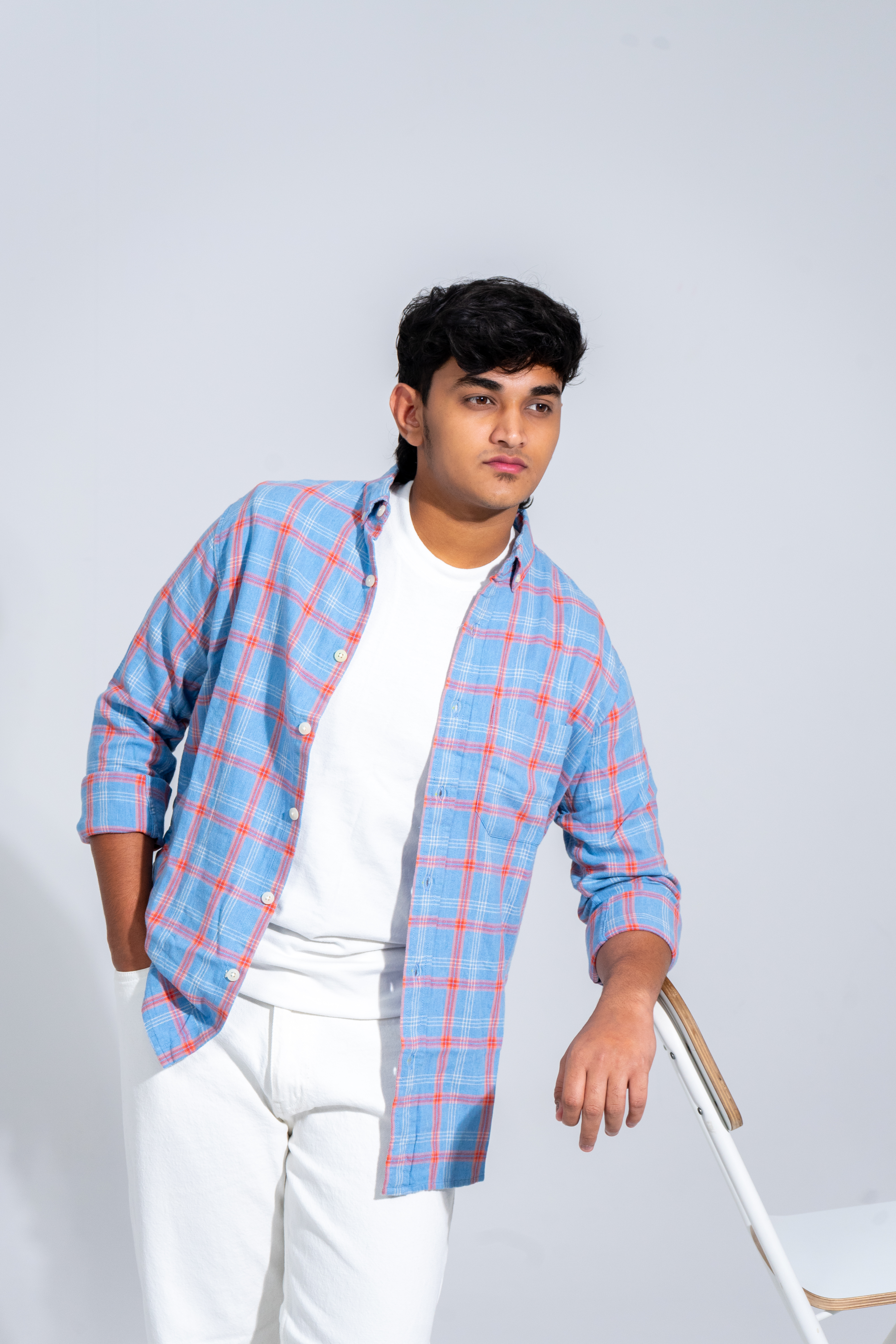 Sky Rust Casual Checkered Shirt