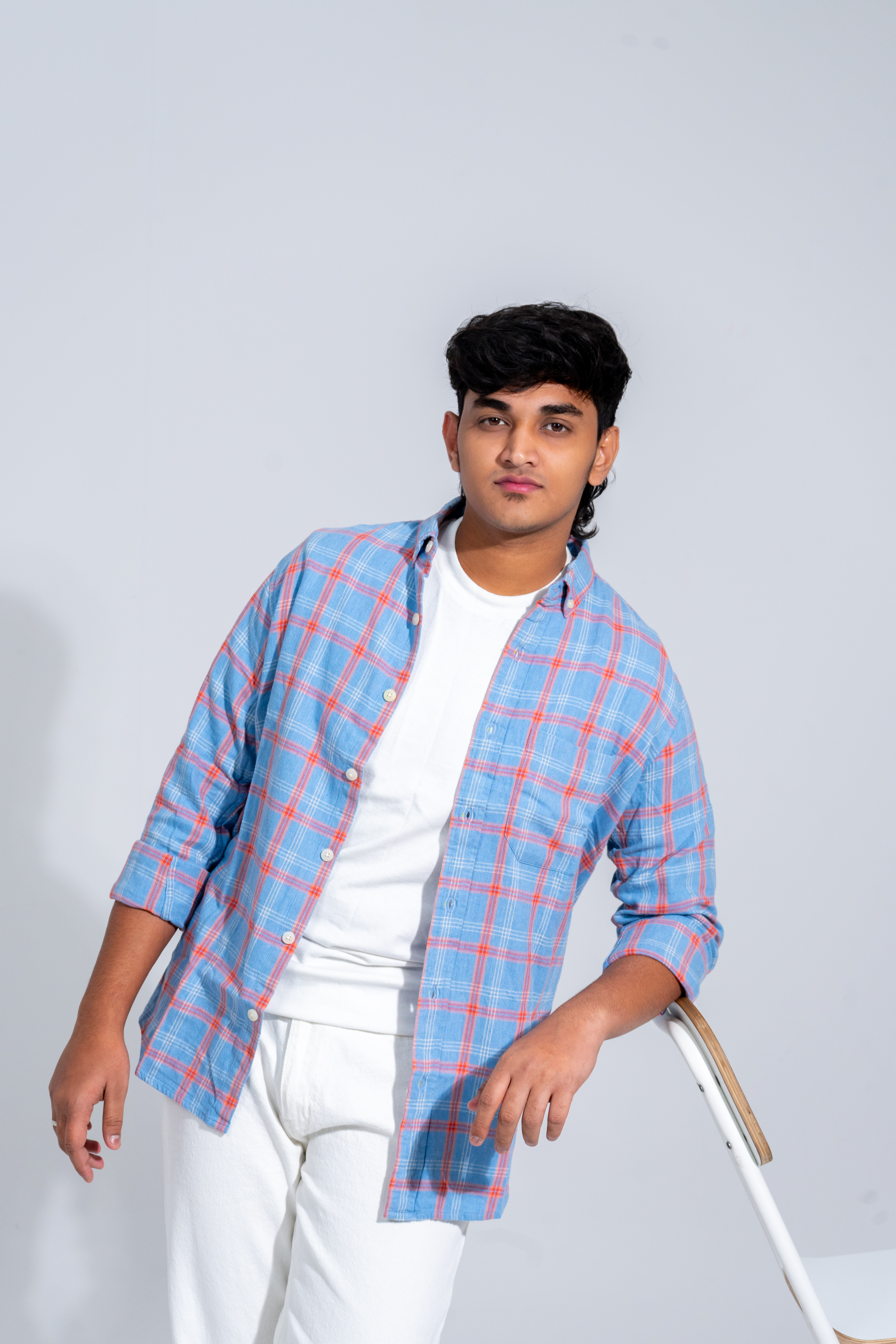 Sky Rust Casual Checkered Shirt