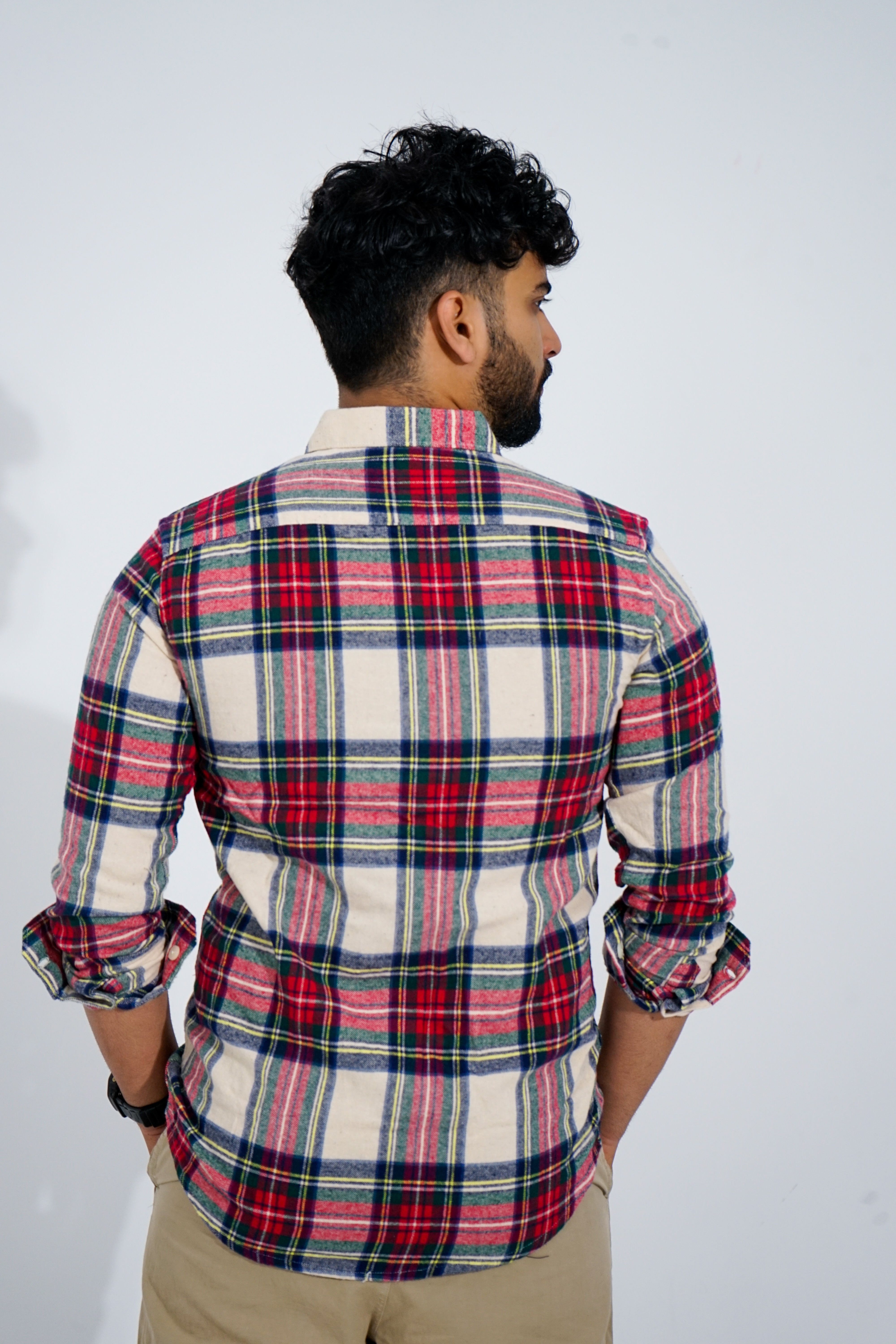 Red Checked Slim Fit Shirt with Patch Pocket