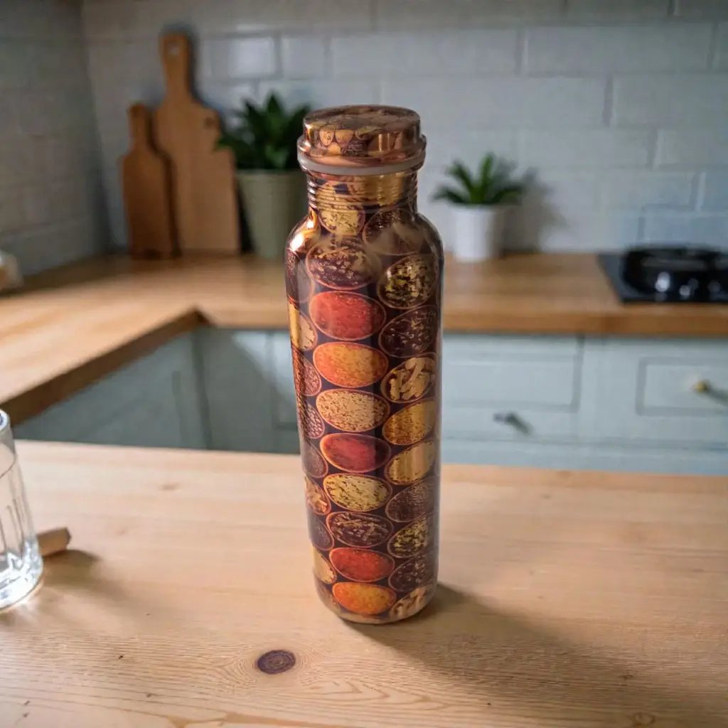 Pure Copper Water Bottle 1000ml (1 Liter) – Ayurvedic, Handmade & Eco-Friendly Drinking Bottle