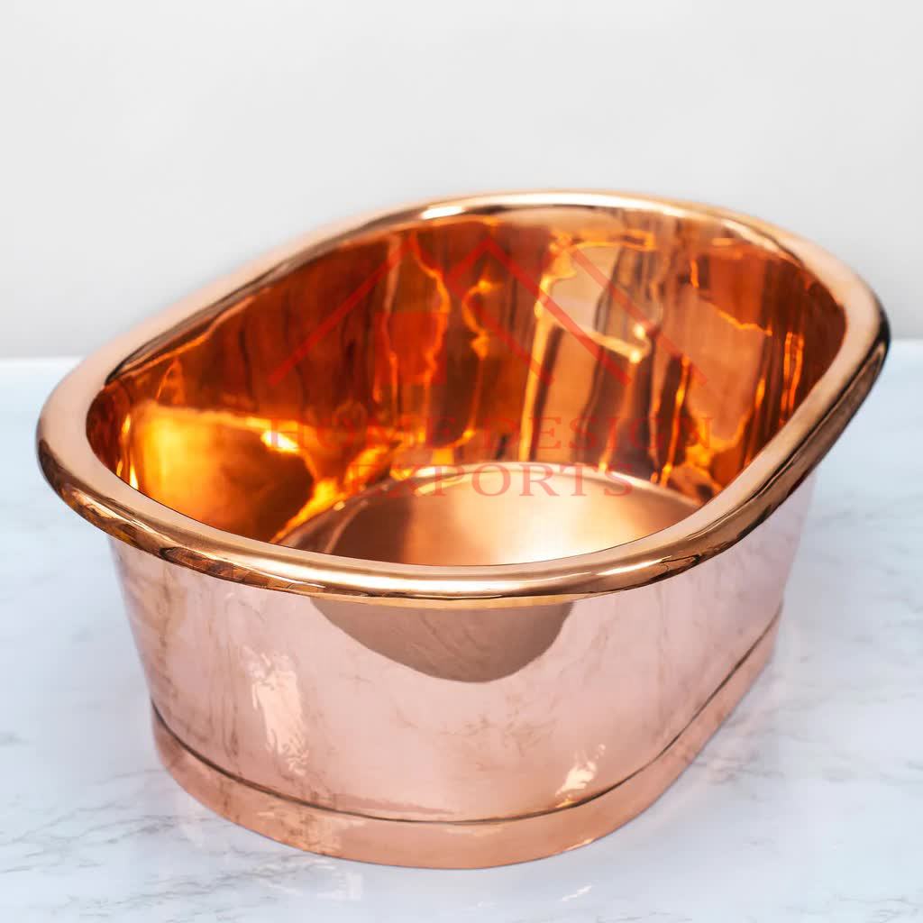 Handcrafted Copper Bathroom Sink, Premium Hammered Vessel Basin, Modern Unique Shape Vanity Sink